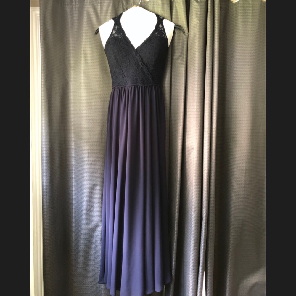 Mori Lee Bridesmaid Dress 21624 in Navy